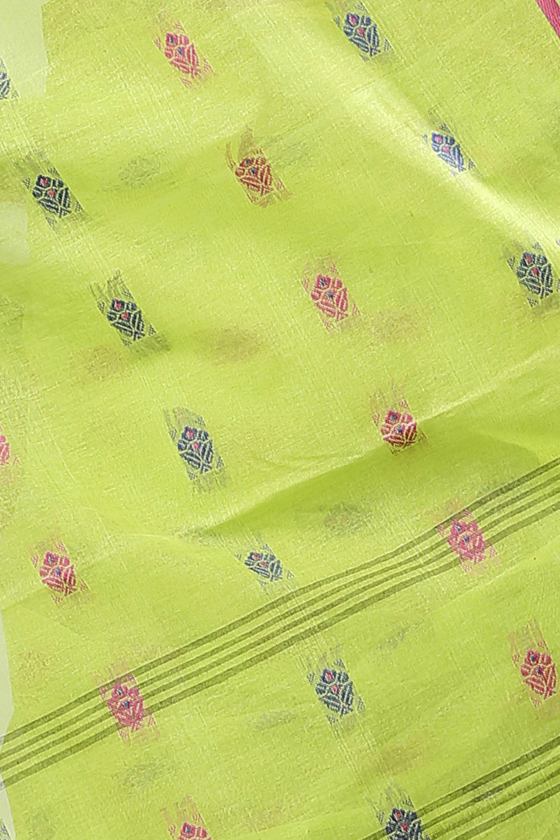 Olive Green Pure Cotton Reese Tant Saree (970)